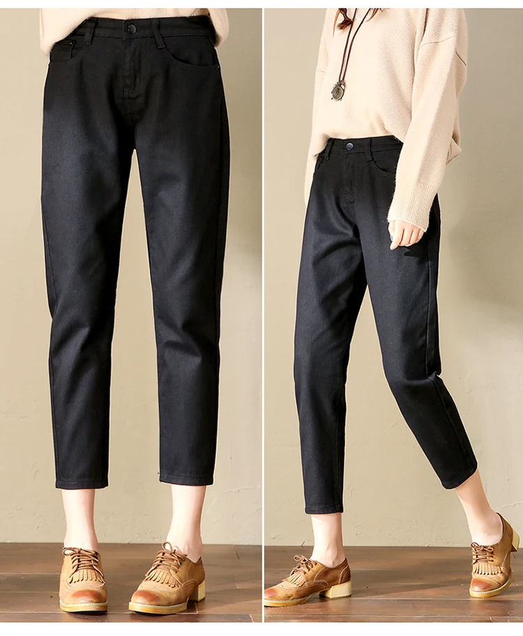 Cotton high waist jeans woman 5xl women plus size Washed Harem Pants Casual denim Pants wihte beige black mom jeans summer