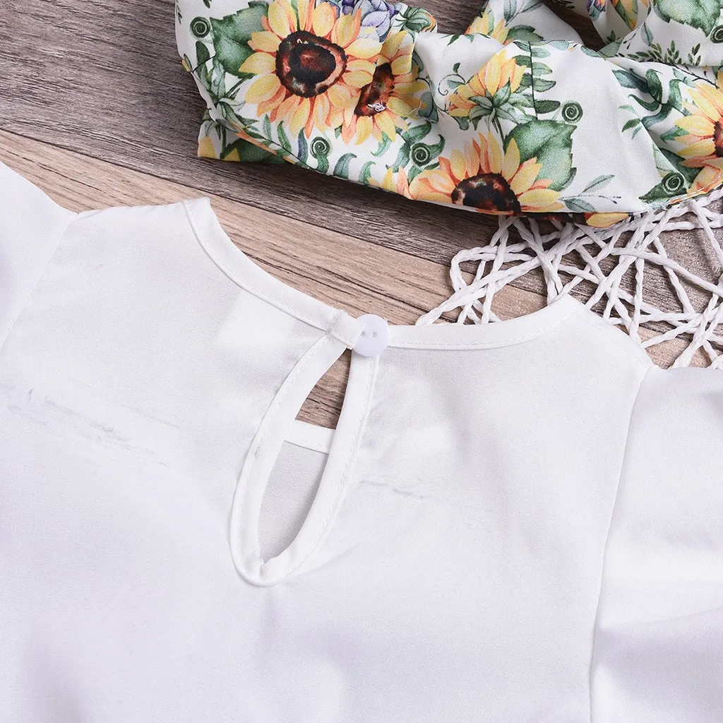 2019 летнее милое детское платье с коротким рукавом и принтом подсолнуха +