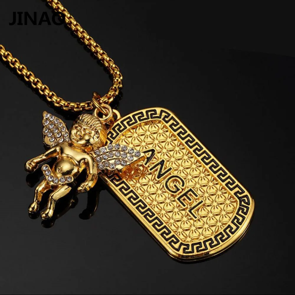 JINAO Hip Hop New Style Personality Trend Angel Army Card Pendant Necklaces Men Women Charm Fashion Jewelry Gift | Украшения и