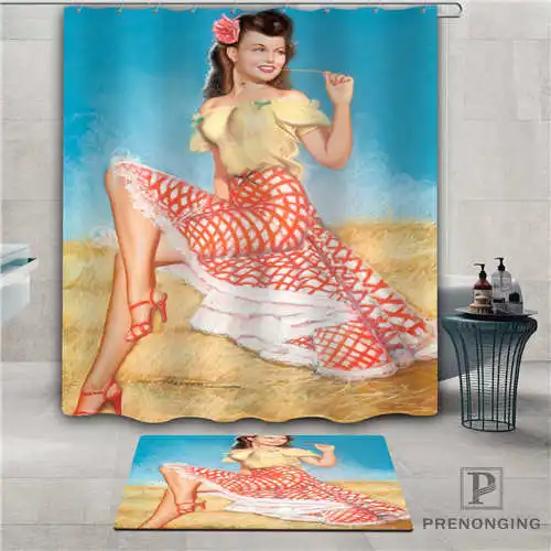 На заказ pin-up-girl (1) водонепроницаемый занавеска для душа коврик дома ванной