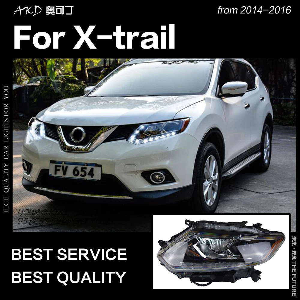 AKD автомобильный Стайлинг Головной фонарь для Nissan X-trail фары Rouge светодиодный фонарь дизайн DRL Hid опция луч аксессуары