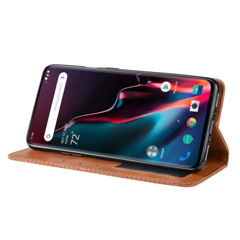 Магнитный кожаный чехол-кошелек для OnePlus 7 чехол Pro с отделением карт откидной