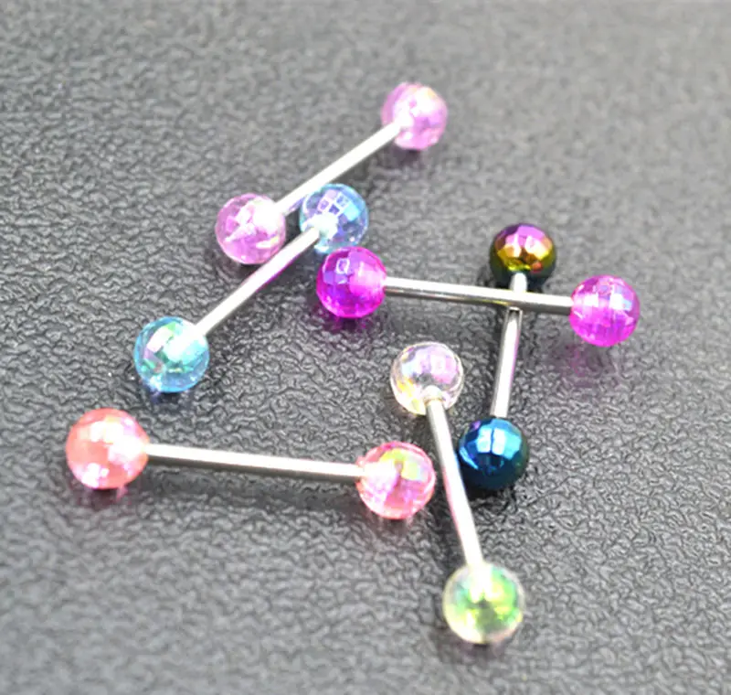 LOT50pcs хирургическая сталь новый язык кольцо Бар сосков колокольчики пирсинг тела