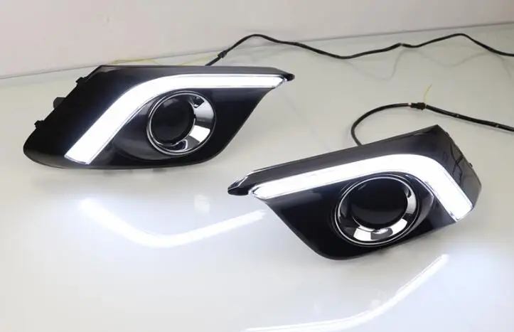 Автомобильный Стайлинг противотуманных фар для Mazda 3 Axela 12 В светодиодный DRL Дневной ходовой светильник дальнего света с затемнением и поворотным сигналом стиль реле