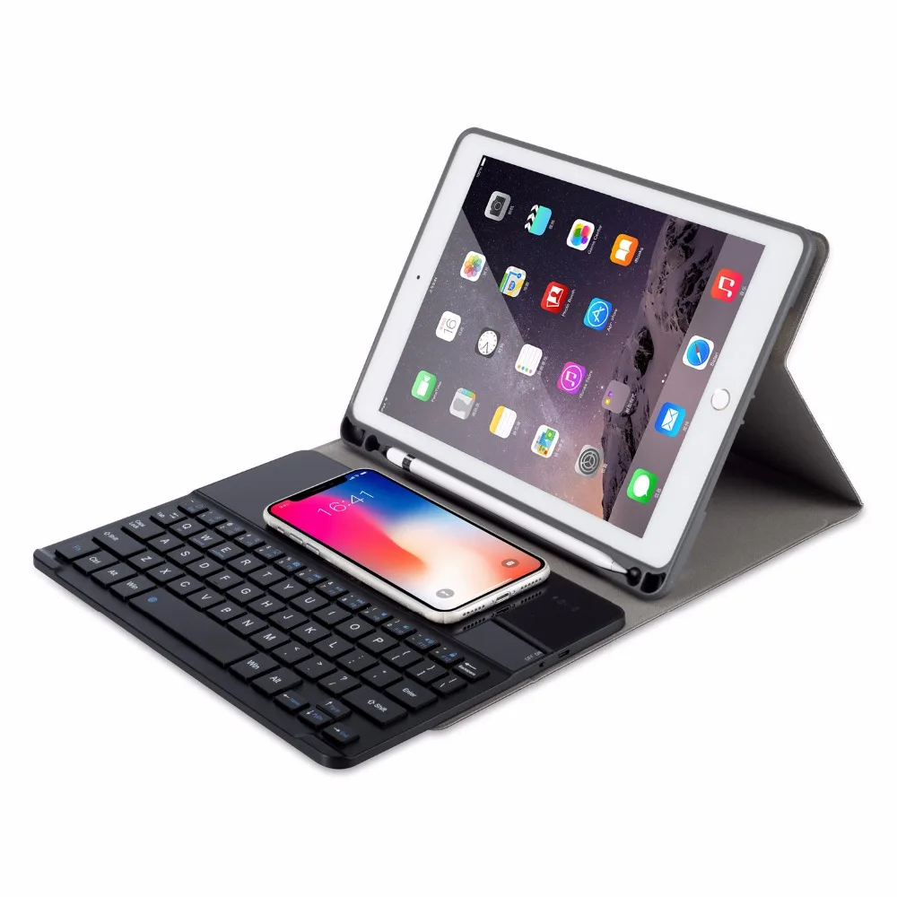 Беспроводной Зарядное устройство покрытие клавиатуры Bluetooth чехол для Apple iPad 9,7 5th/6th поколения iPad Air 1/Air 2/Pro 9,7 Air1/Air2