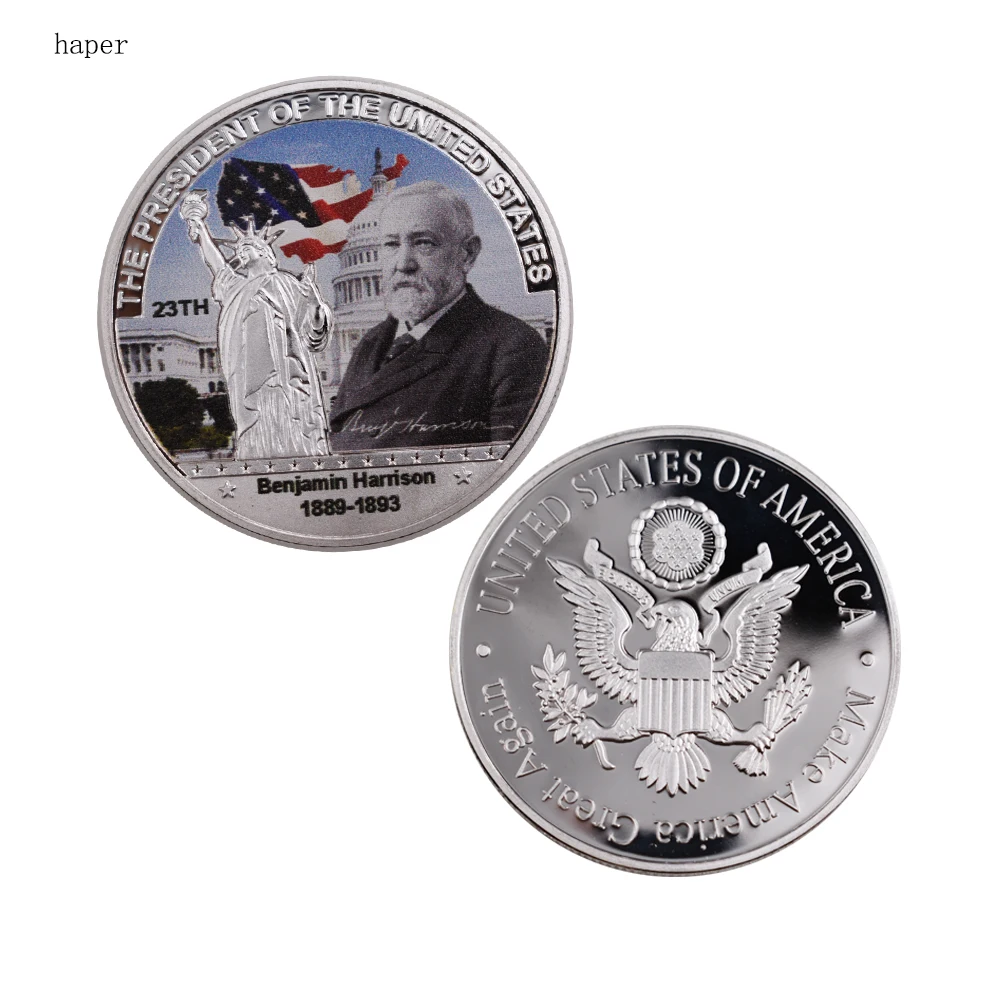 coin-0117 Американский цветной металлический 1th американский президент сувенирная монета 999,9 Посеребренная наградная монета для подарков - Цвет: coin-0117