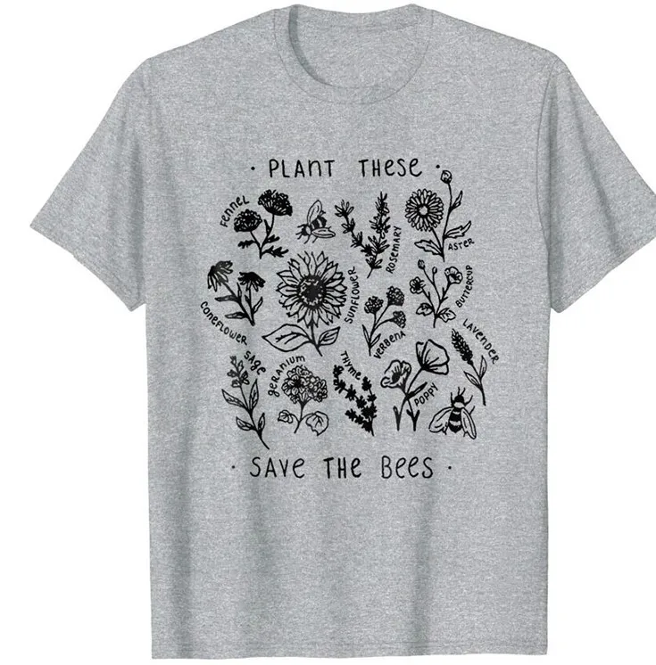 Aselnn 2019 Harajuku футболка Женская Повседневная Save The Bees хлопковые футболки с цветочным