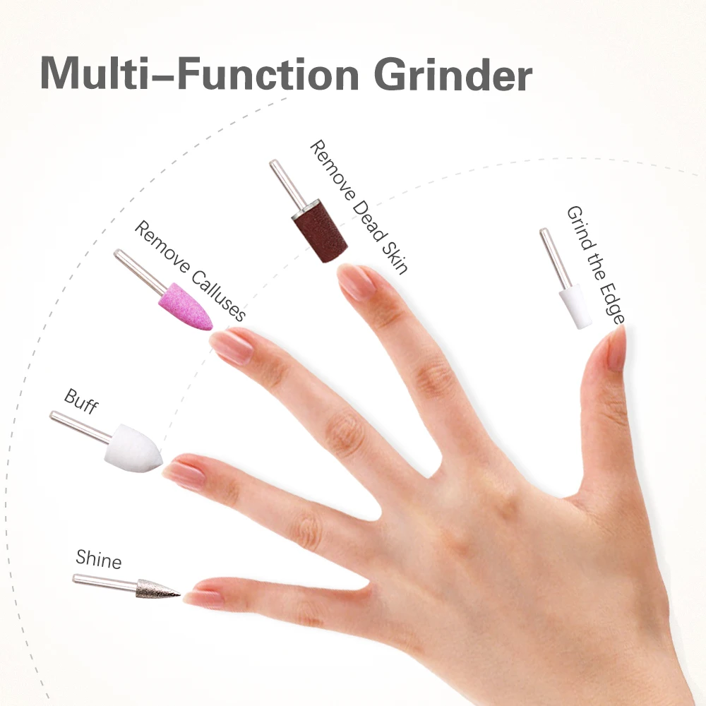 TOUCHBeauty 2-в-1 электрическая пилка для ногтей и лак для ногтей сушилки для ногтей, УФ-лампы, с 5 шт. ЗАМЕНА СВЕРЛА в база хранения TOUCHBeauty TB-1335