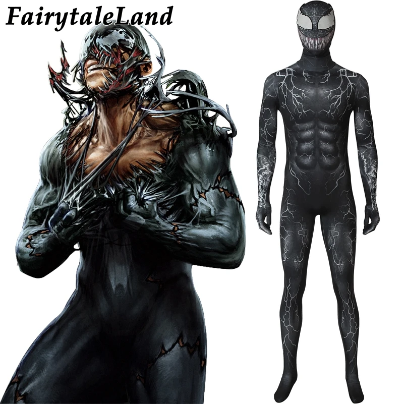 Костюм для косплея Eddie Brock Venom, карнавальный костюм на Хэллоуин, карнавальный костюм Venom, 3D принт, комбинезон из спандекса