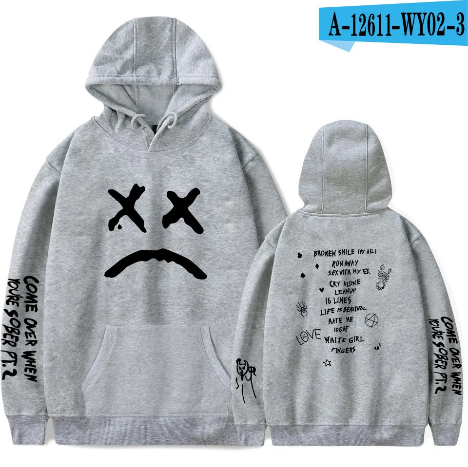 gray New lil peep Hoodie Men and Women Fans Sweatshirt Hoodies Sweatshirts Long Sleeve Print Hip Hop lil peep Boy Casual Clothes - Цвет: gray