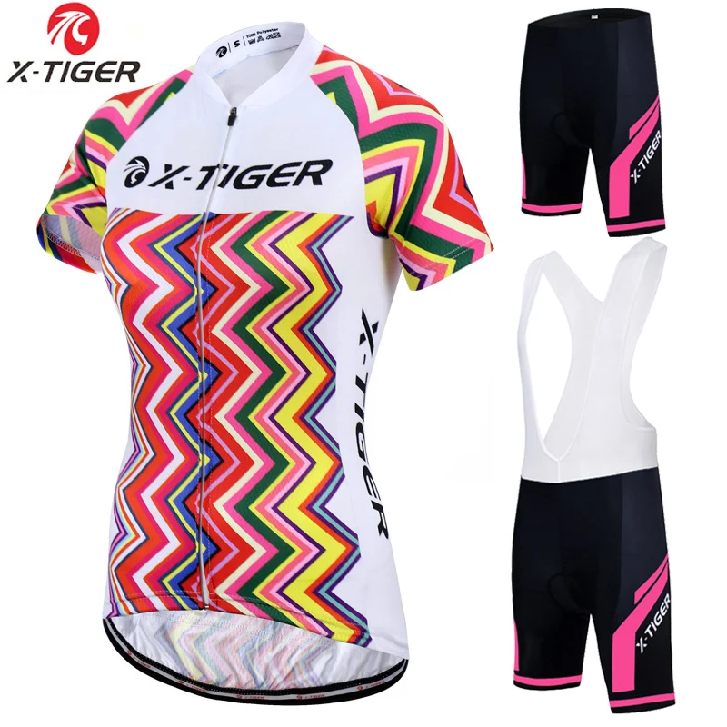 

Женский летний велосипедный комплект X-Tiger из 100% полиэстера, футболка для горного велосипеда, дышащая велосипедная одежда, одежда для велосп...