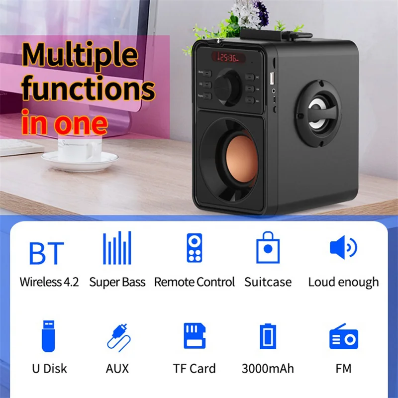 ELE 3000 мАч 2 1 стерео сабвуфер Bluetooth колонка портативный беспроводной TF FM USB