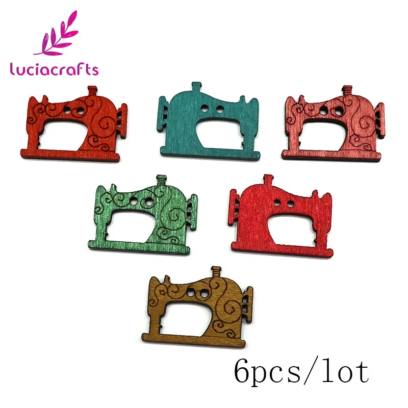 6pcs Lucia crafts букет невесты 6 штук в партии 24 шт. 20x27 мм случайный смешанный швейная машина DIY деревянные пуговицы Скрапбукинг ручной работы аксессуары E0312 - Цвет: 6pcs