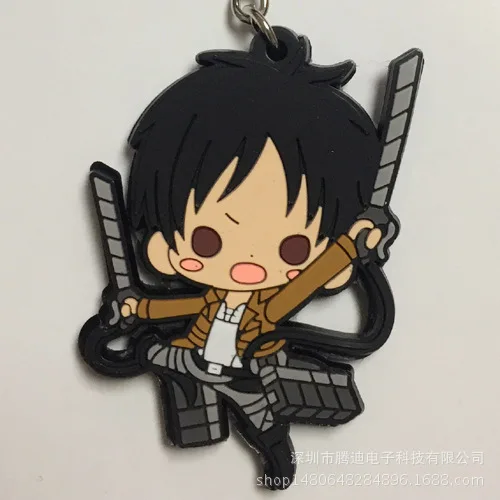 7 Attack on Titan Wings of Liberty Аниме ПВХ брелок Rivaille Levi Eren Jager Armin Arlert смешной кулон ювелирные изделия Llaveros подарки - Цвет: 7