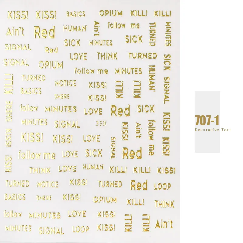 707-1 1 шт., золотые наклейки для ногтей, 3D наклейки для дизайна ногтей, клей, блестящая Звезда, ювелирное изделие, геометрический маникюр, слайдер, Декор, кончик листьев - Цвет: 707-1
