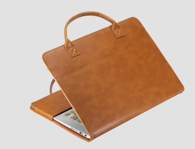 brown Кожаный чехол-подставка для MacBook Air Pro retina 11, 12, 13, 15 дюймов, чехол-книжка, роскошная сумка для ноутбука, чехол s PU - Цвет: brown