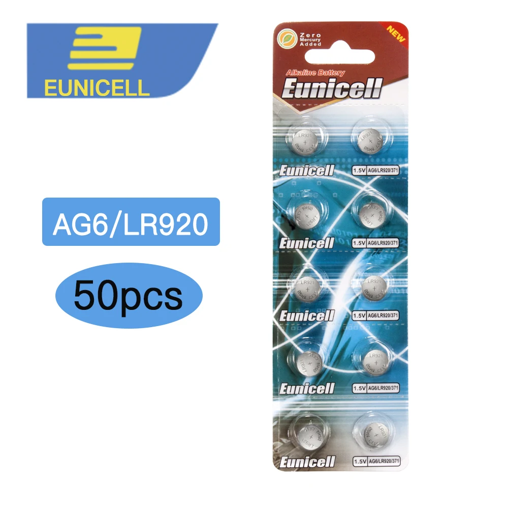 

50pcs AG6 371 SR920SW LR920 SR927 171 370 L921 LR69 SR920 1.55V Button Cell watch Coin Alkaline Battery