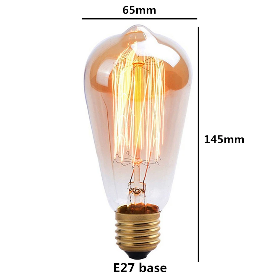 Марочные шарики Edison E27 110 V/220 V лампы накаливания 40 Вт/60 Вт ST64 лампы накаливания Ретро электрическая лампочка эдисона для подвесного светильника