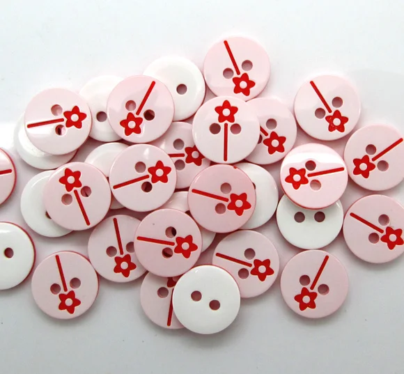 

100pcs/Lot 2 Holes Mixed Round Flower Resin Buttons For Clothes Crafts Sewing Scrapbooking DIY Accessories