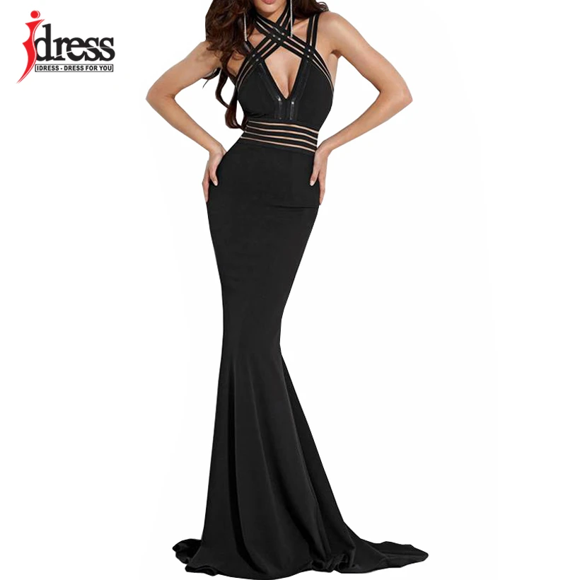 IDress 2018 новое вечернее длинное платье сексуальное с открытой спиной Открытое