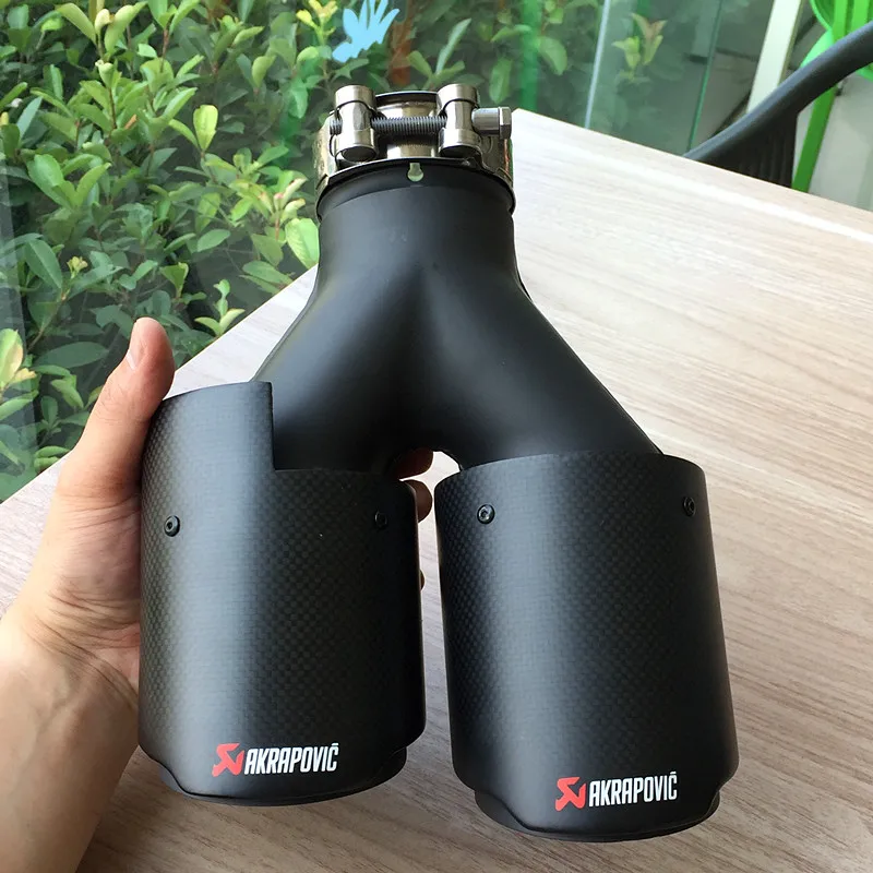 2 шт. матовый черный углеволоконные akrapovic выхлопной наконечник глушитель трубы