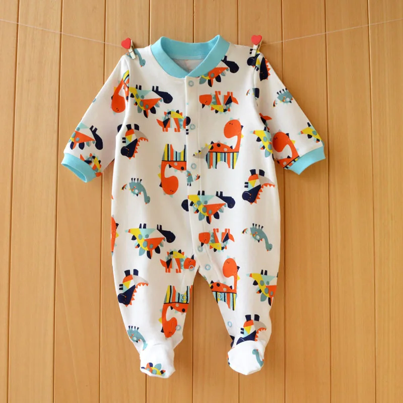 Новые весенние и осенние комбинезоны для малышей из хлопка с длинным рукавом и одной штукой.