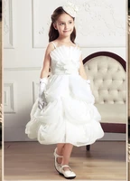 new arrival white spaghetti straps scalloped pleats flower girl dresses for weddings first communion dresses for girls 60501