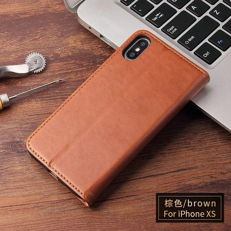 Чехол из натуральной кожи для iPhone XS Max 7Plus 8 Plus роскошный Магнитный чехол бумажник