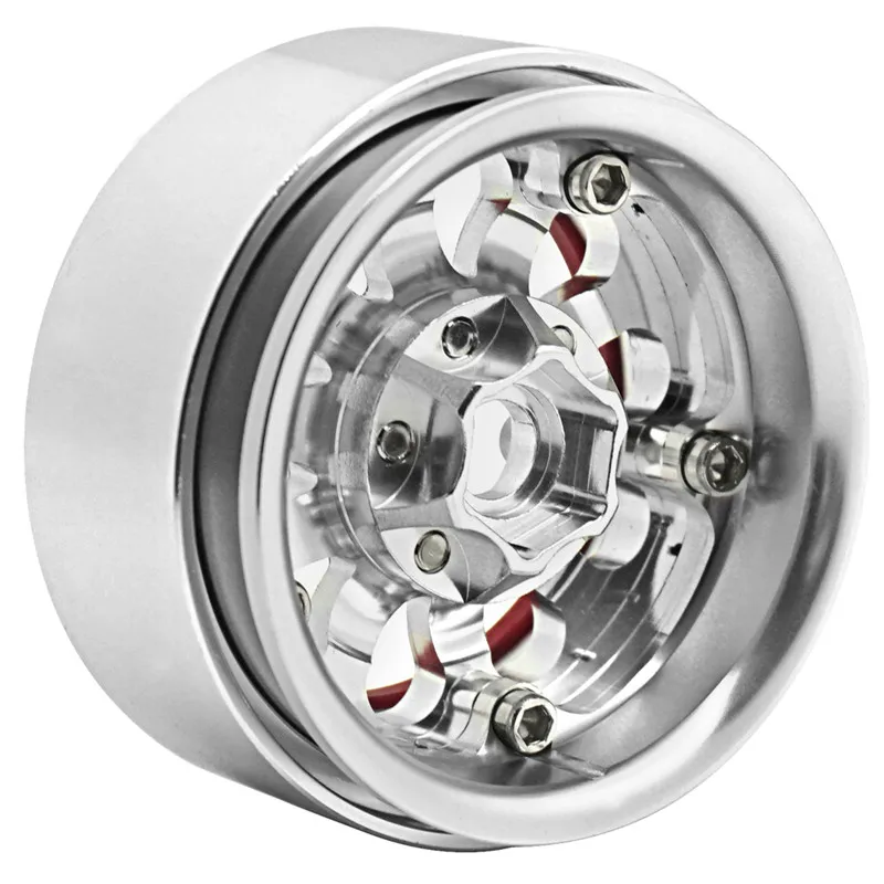 

4 Pcs 1.9'' Alloy Wheels Hubs 1.9 Inch Crawler Wheels Rims for 1/10 RC crawler SCX10 Red RC Car Truck Accessories