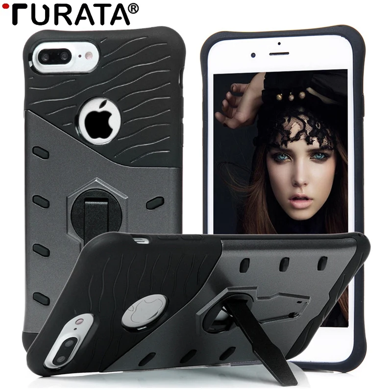 Роскошный чехол для iPhone 7 Plus Kickstand TPU + PC Гибридный резиновый защитный Plus|case for