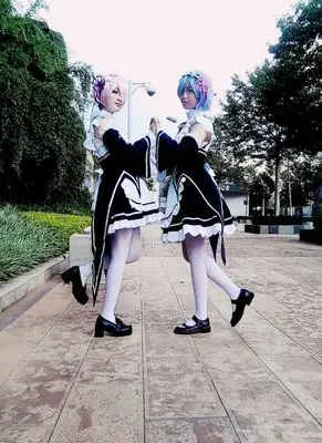 Ram/Rem Косплей Re: zero Hajimeru Isekai Seikatsu черный синий красный костюм горничной платье служанки