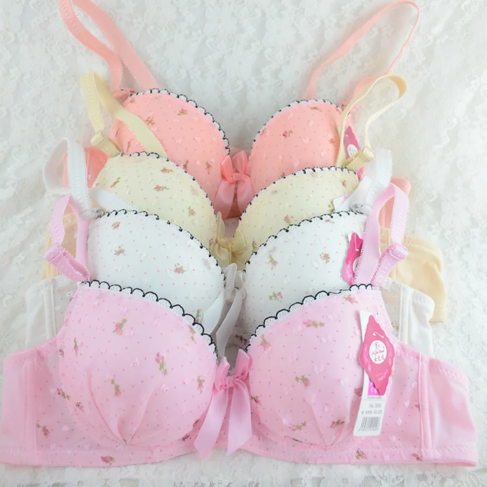 Женские Бюстгальтеры на косточках с цветочным узором в горошек пуш ап нижнее