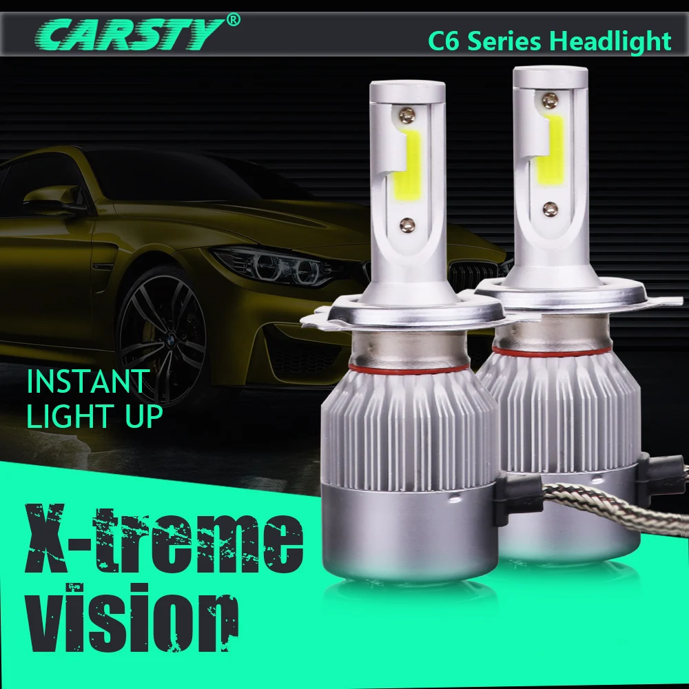 Carsty C6 H1 H4 H7 HB4 9006 HB3 9005 H8 H11 автомобильный блок светодиодов фары лампы (Подол короче