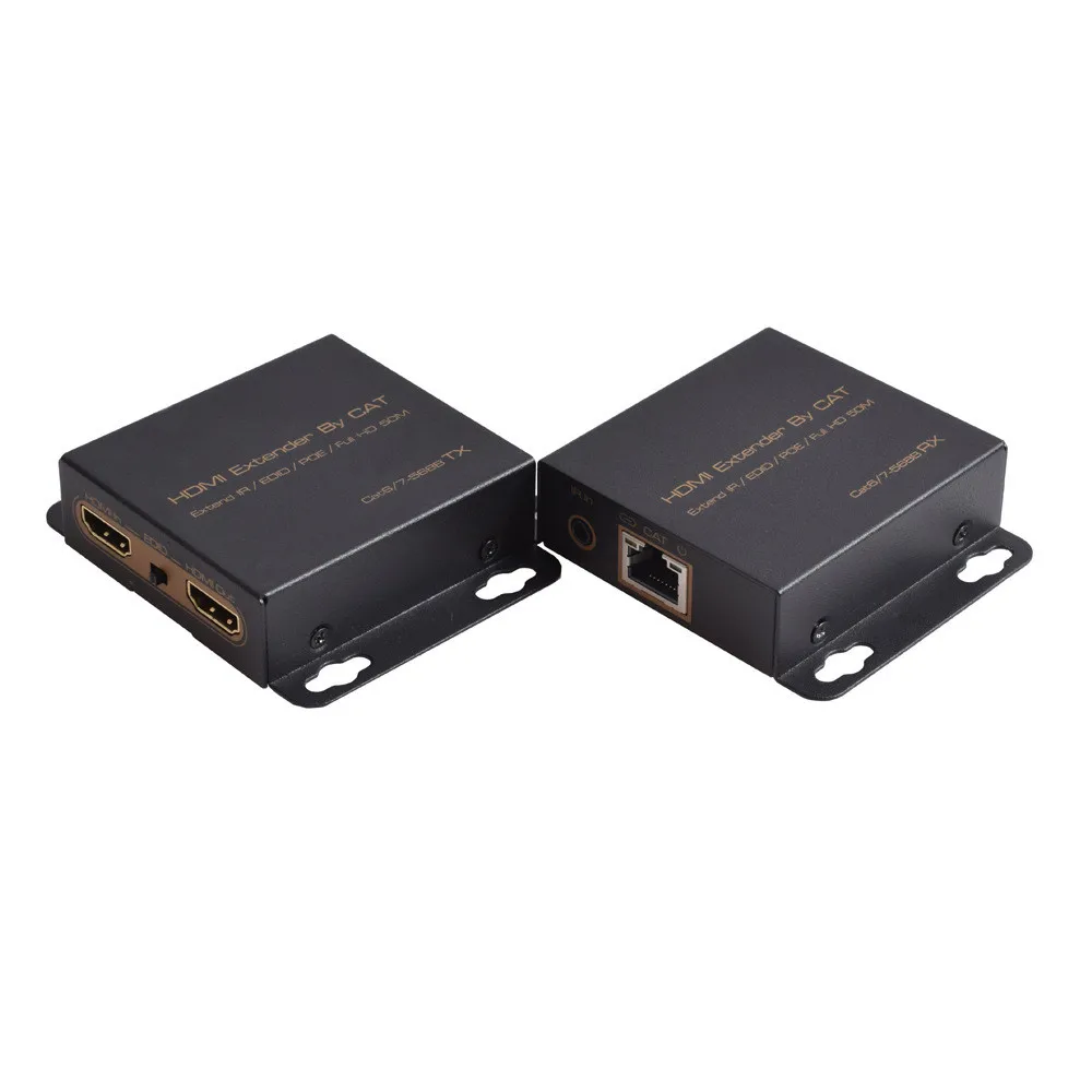 HD1080P HDMI удлинитель передатчика 50 м адаптер от Cat5/6 кабеля RJ45 разъем ИК/EDID/POE