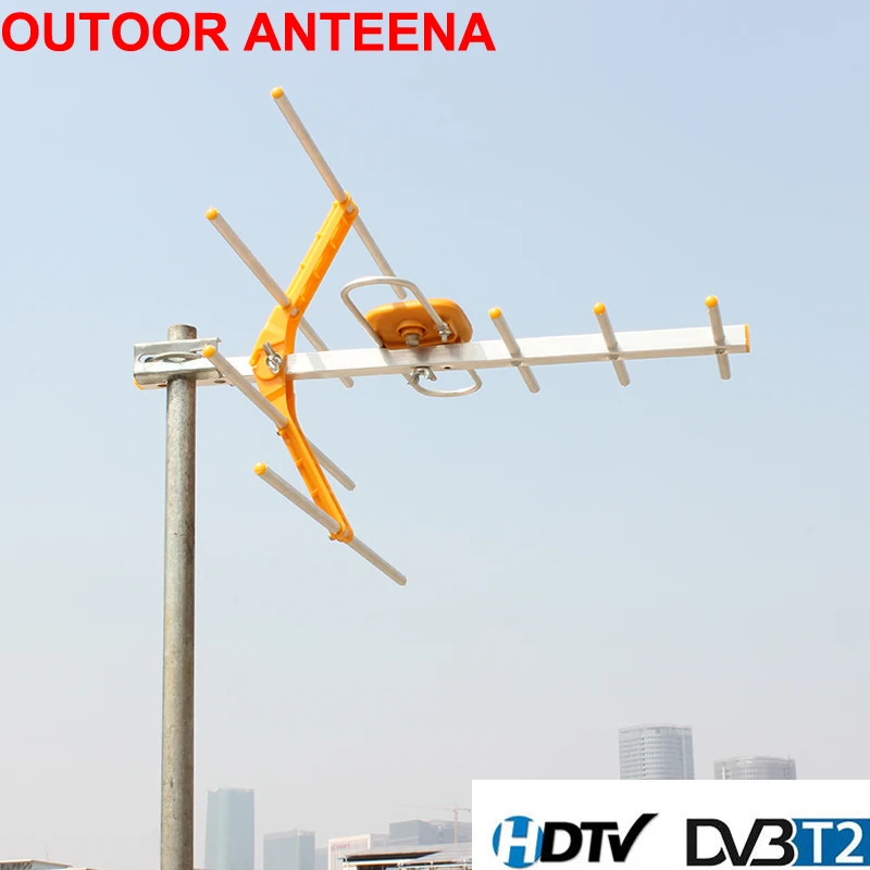 Наружная усиленная Антенна Yagi, 100 км, HD tv, 15 дБ, дальность UHF/VHF/FM