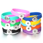 Новый силиконовый браслет ярких цветов, 12 дюймов, браслет с кнопкой для женщин, 18 мм, 20 мм, ювелирные изделия с защелками