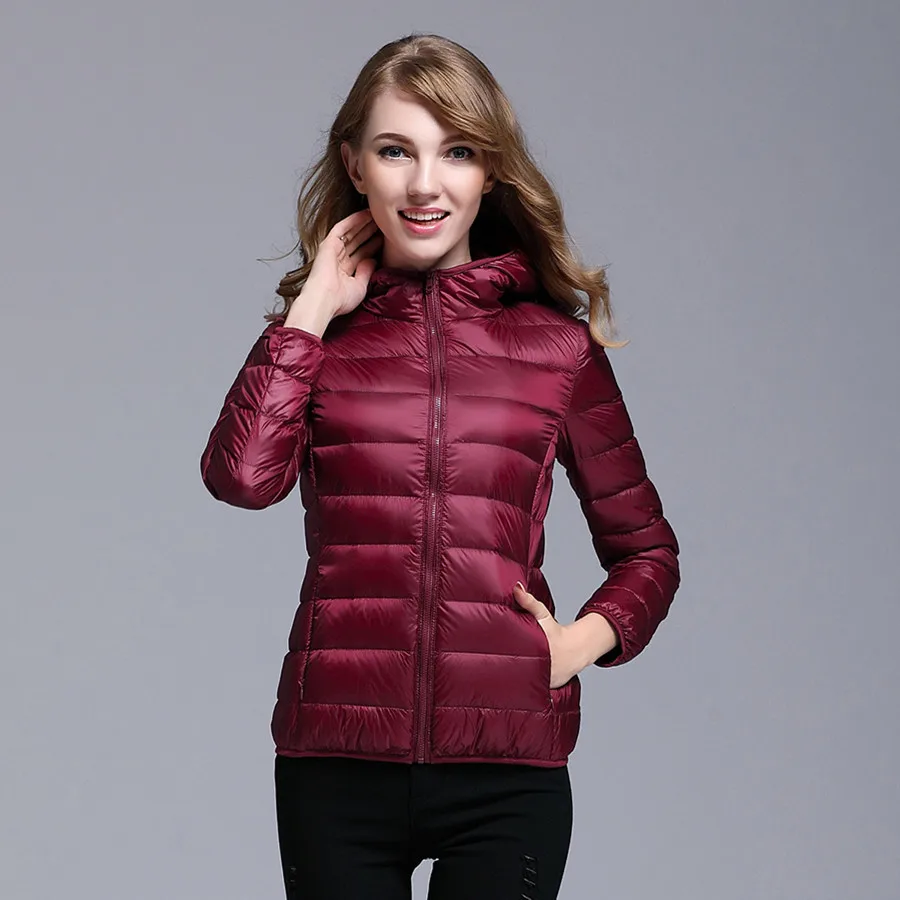 Super Light White Duck Down Jacket Women Autumn Winter Warm Coat Female Hooded | Женская одежда