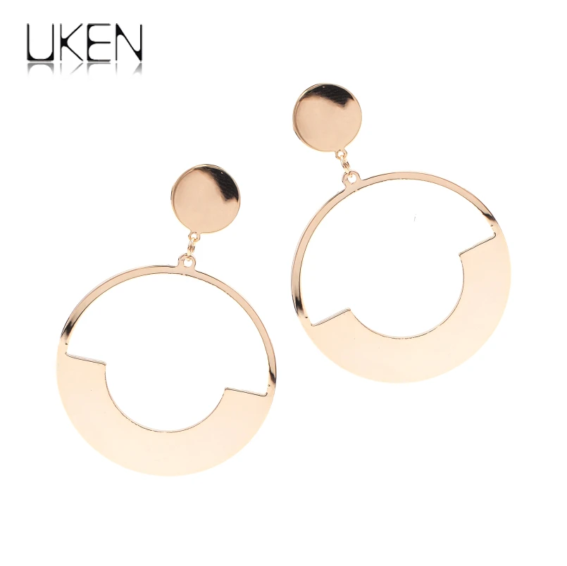 

Fashion Alloy Circular Big Dangle Earrings For Women New Design Statement Metal Drop Earrings Brincos Jewelry UKEN