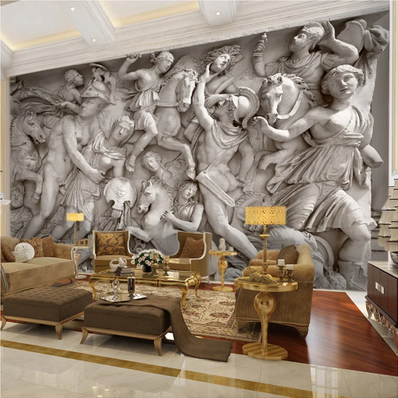 

Custom 3D Wall Mural Wall Cloth European Style Retro Roman Statues Art Wallpaper Living Room Restaurant Backdrop Wall Coverings