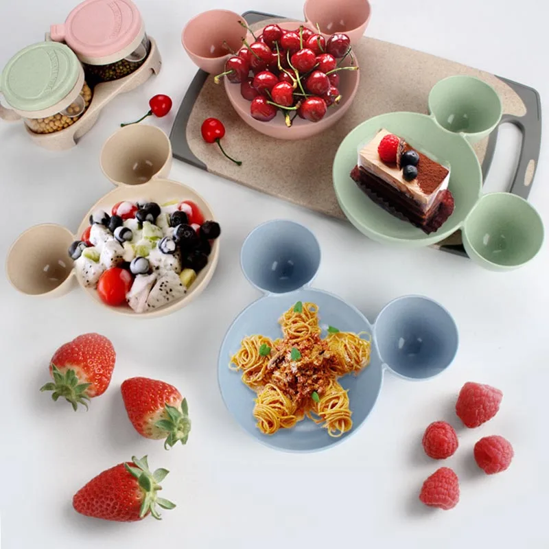 Детская кухонная миска с рисунком Микки соломенная Экологически чистая здоровая