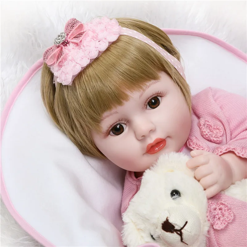 22 &quot/55 см Reborn Silicone Babies blonde hair Коллекционная кукла для детей подарок Реалистичная