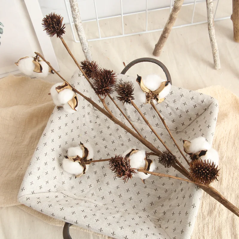 INS Fashion Naturally Dried Cotton Flower Artificial Plants Floral Branch For Wedding Party Room Decoration Home Decor | Дом и сад