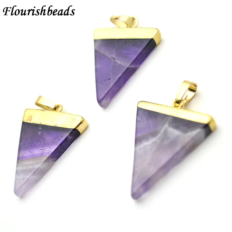 

Natural Amethyst Triangle Shape Stone Pendants