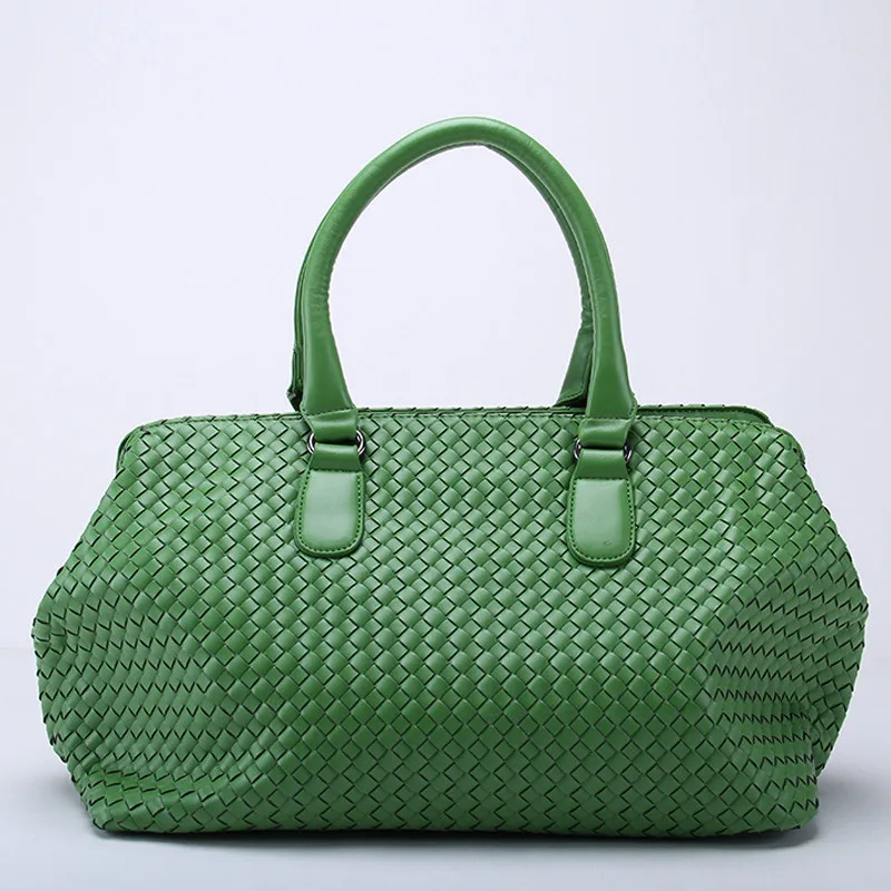 Фирменная Новинка большой ёмкость дорожная сумка крест накрест тканая кожаная