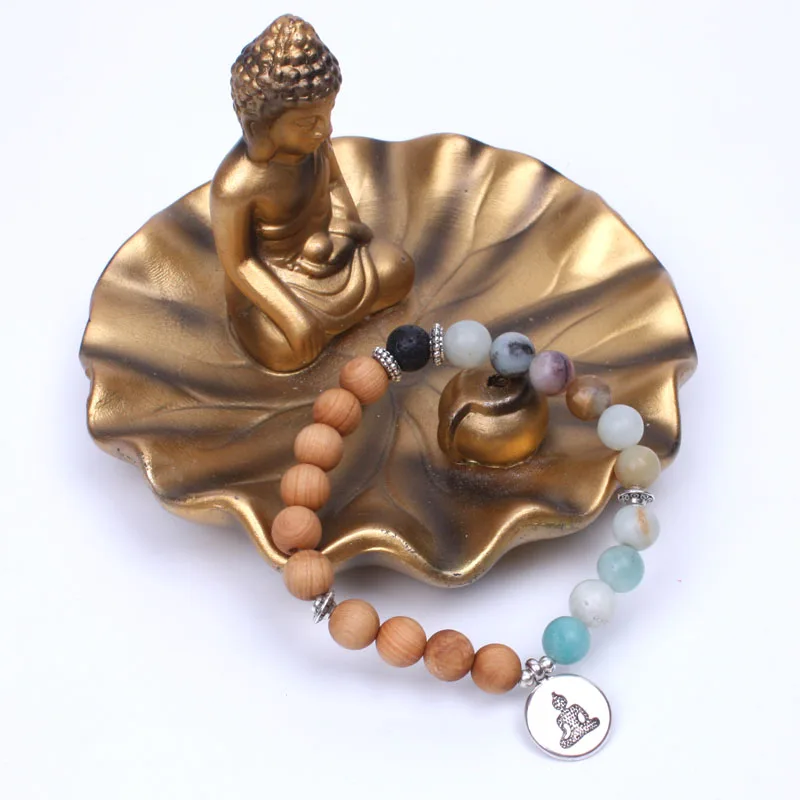 Браслет-подвеска Женский из серебра и дерева растягивающийся браслет Yogi |