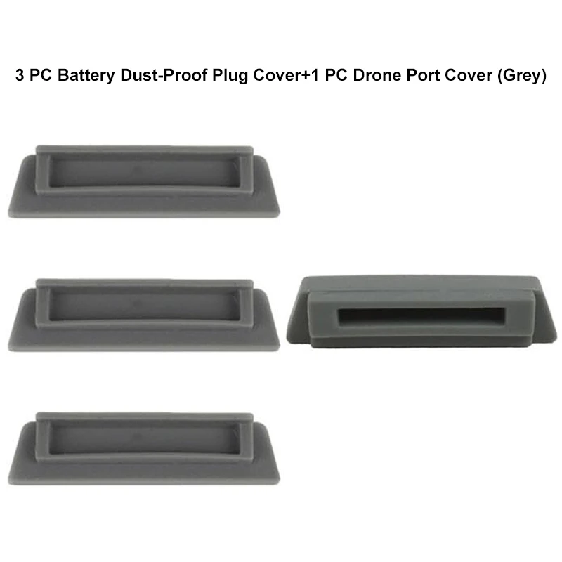 Темно-серый 4PCS/Set Dust-Proof Plug Cover Caps for DJI MAVIC PRO Battery Charging Port and Drone Port Short Cirsuits Protection - Цвет: Темно-серый