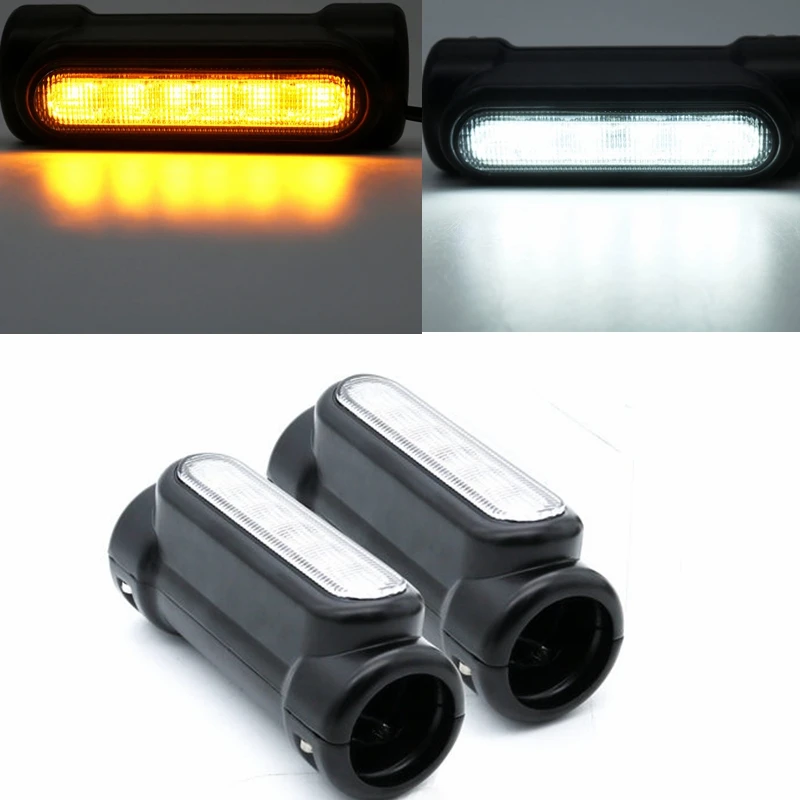 For Harley Touring Models 2 Pcs Motorcycle Highway Bar Switchback Driving Turn Signal Light LED Crash Bars Amber White |