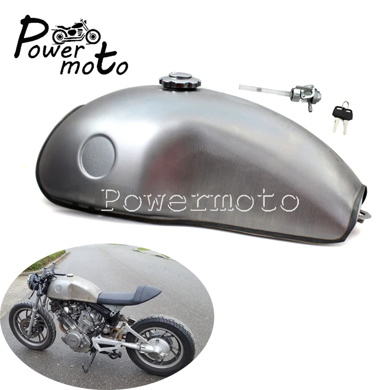 2 6 галлонов ГОЛАЯ СТАЛЬ Cafe Racer топливный бак винтажный на заказ 10 л бензиновый для