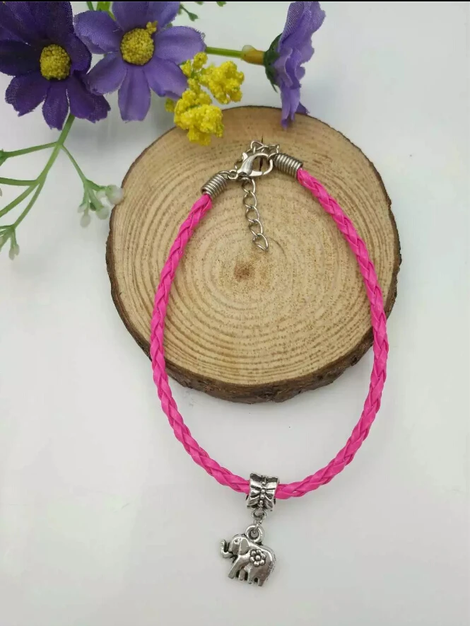 20 шт./лот Быстрая доставка милый маленький Слон подвеска из бисера кожаный