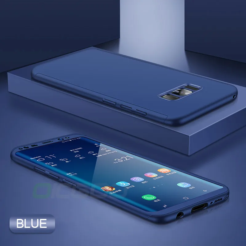 Синий OICGOO 360 полный защитный чехол для телефона для samsung Galaxy S10 S9 S8 Plus S7 Edge чехол для Galaxy Note 9 8 S10E S9 - Цвет: Синий